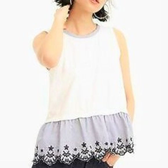 J. Crew Tops - J. Crew Embroidered Peplum Tulip-Back Tank Top (S) EUC